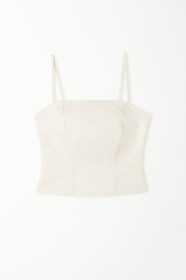 Short Stretch Canvas Top with Narrow Shoulder Straps  