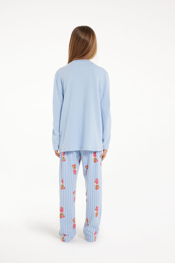 Langer Pyjama für Mädchen aus Baumwolle Bärchenprint  