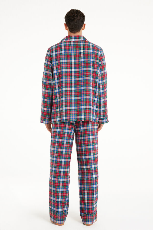 Langer Pyjama mit durchgeknöpftem Oberteil aus Flanell  