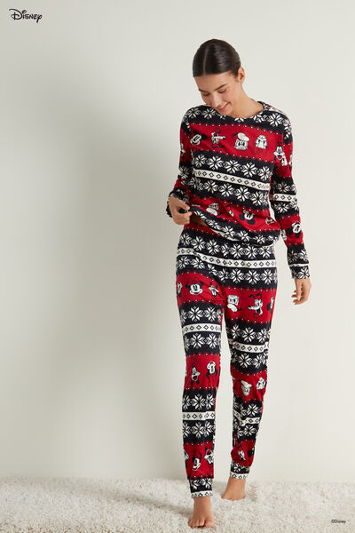 Dlouhé Pyžamo z Mikroflísu s Vánočním Severským a Disneyovským Vzorem