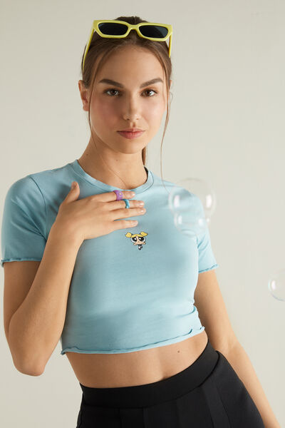 T-Shirt Κοντό με Κυματιστό Φινίρισμα Powerpuff Girls