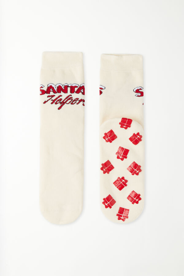 Men’s Short Non-Slip Christmas-Print Socks  
