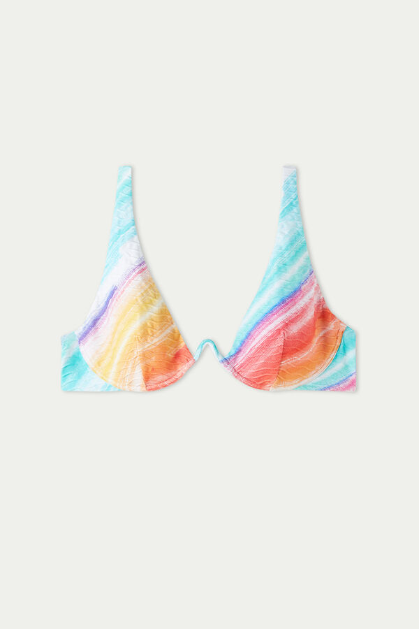Colourful Shades W-Cut Underwire Push-Up Bikini Top  