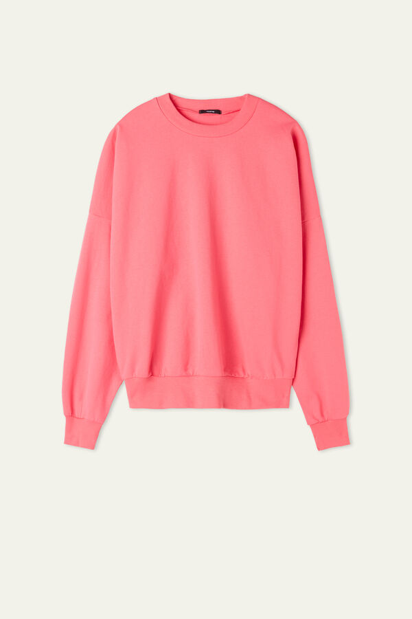 Single Color Dropped Shoulder Cotton Sweatshirt  