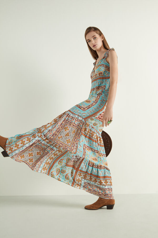 Long Sleeveless Dress with Bows  