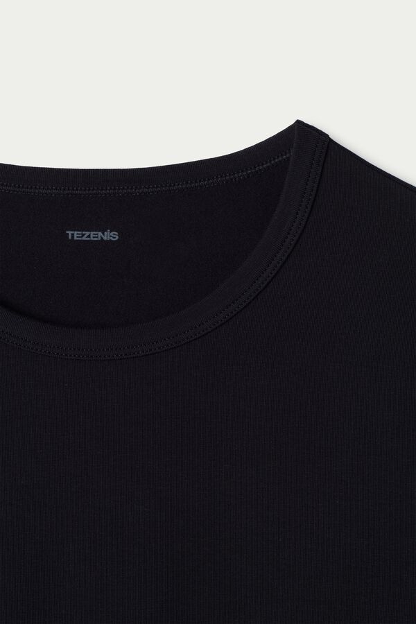 Long-Sleeve Round-Neck Thermal Cotton Top  