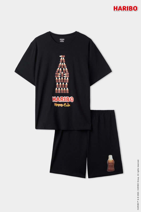 Krátké Bavlněné Pyžamo Potisk Cola Haribo  