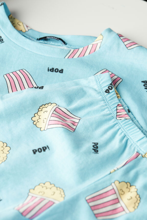 Girls’ Popcorn Print Short Cotton Pyjamas  