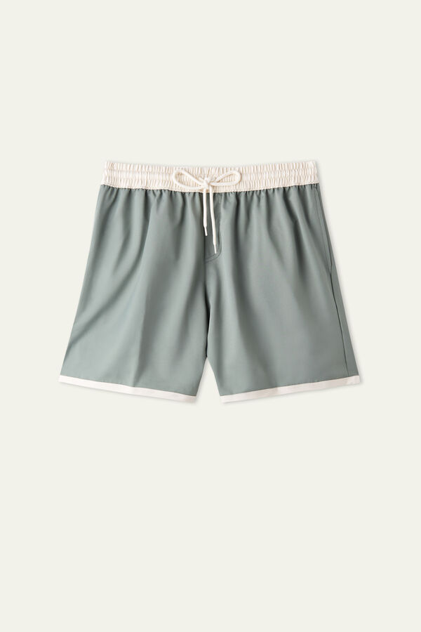 Recycled Fabric Basic Contrasting Swim Trunks  