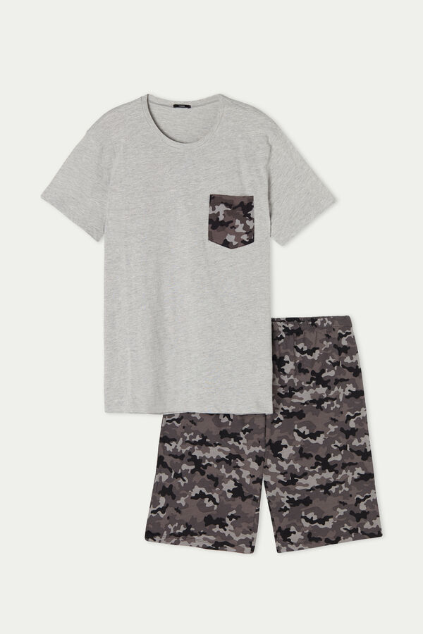 Men’s Short Pyjamas with Pocket and Camouflage Print  