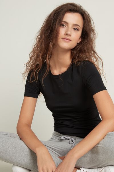T-Shirt mit Rundhalsausschnitt aus Stretch-Baumwolle