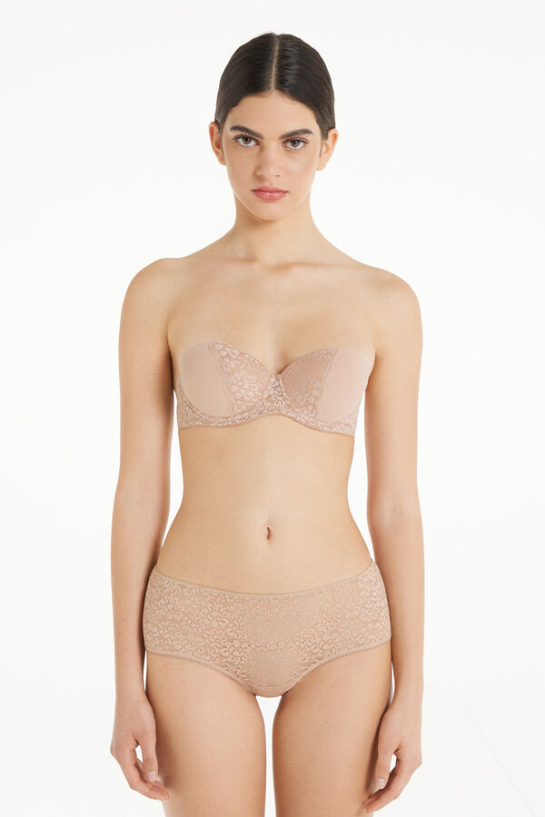 Madrid Extra-Padded Bandeau Bra in Microfibre and Recycled Lace  
