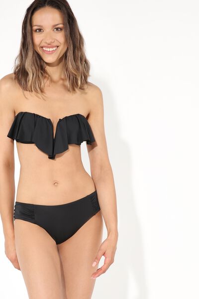 High-Waisted Bikini Briefs in Plain Hues with Side Shirring
