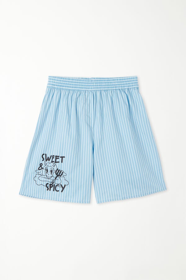 Oversized Striped Shorts with Text  