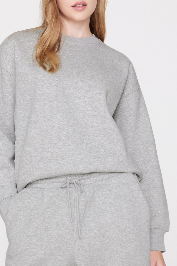 Thick Brushed Fleece Round Neck Sweatshirt  