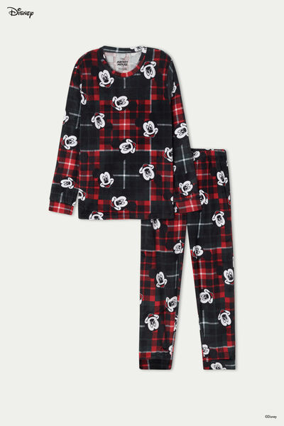 Langer Unisex-Kinderpyjama aus Mikrofleece Mickey Mouse