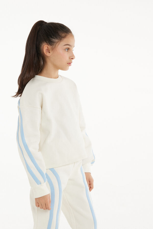 Thick Long-Sleeved Sweatshirt with Side Bands  