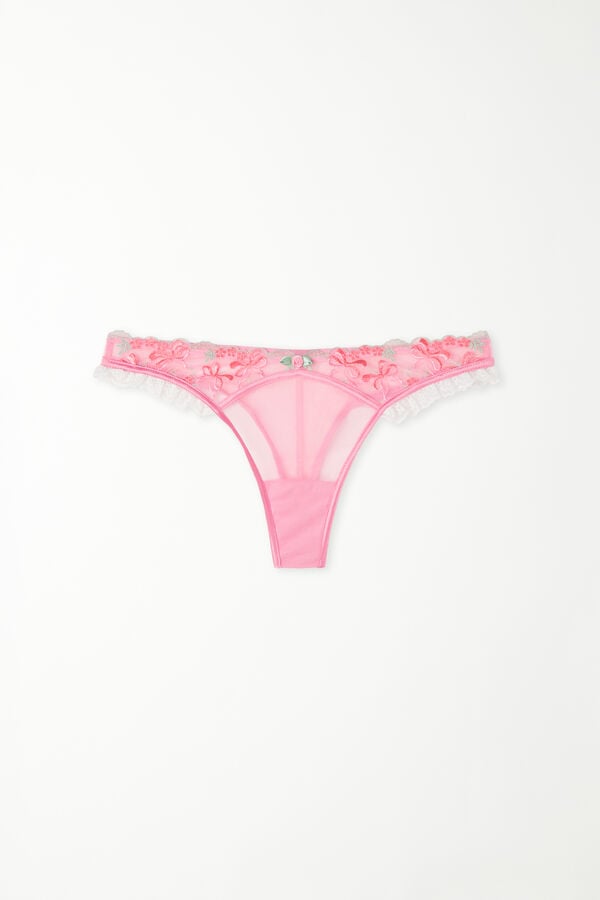 Pink Candy Lace High-Leg Brazilian Panties  