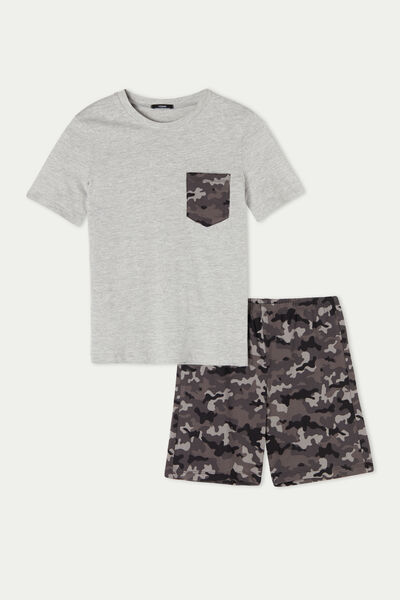 Boys’ Short Pyjamas with Camouflage Pocket