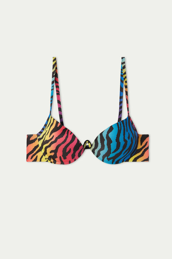 Zebra Colour Padded Push-Up Bikini Top  