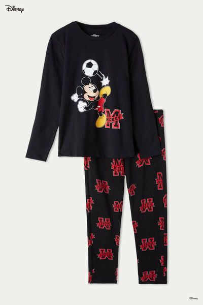 Langer Pyjama für Jungen aus Baumwolle Disney Mickey Mouse Fußball