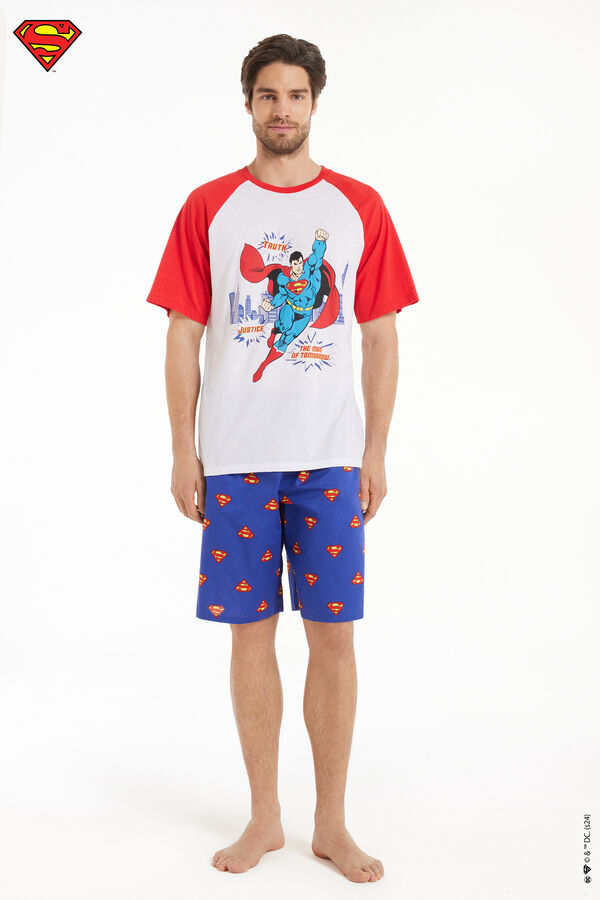 Pijama Scurtă din Bumbac cu Imprimeu Superman  