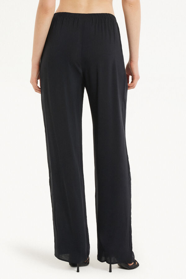 Viscose Canvas Straight Cut Trousers  