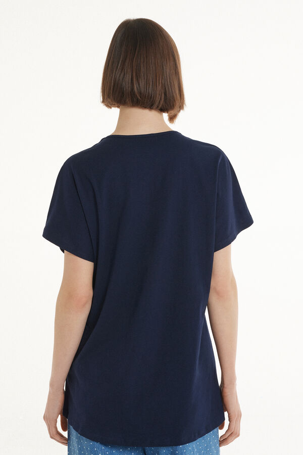Βαμβακερό T-Shirt Λαιμόκοψη σε σχήμα V με Πιέτα  
