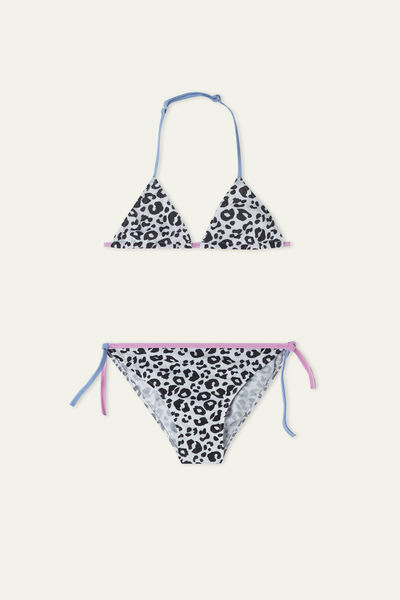 Triangel-Bikini für Mädchen Pastellfarben Animal-Print
