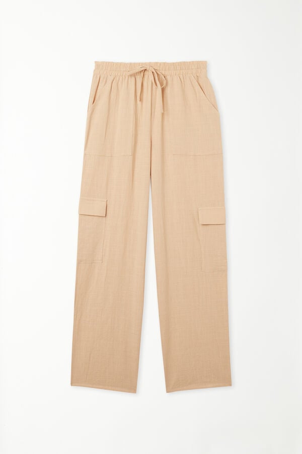 Pantaloni Lunghi in 100% Cotone Super Leggero con Tasche  