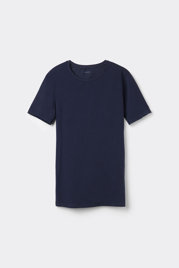 Rounded Neck Organic Stretch Cotton T-Shirt  