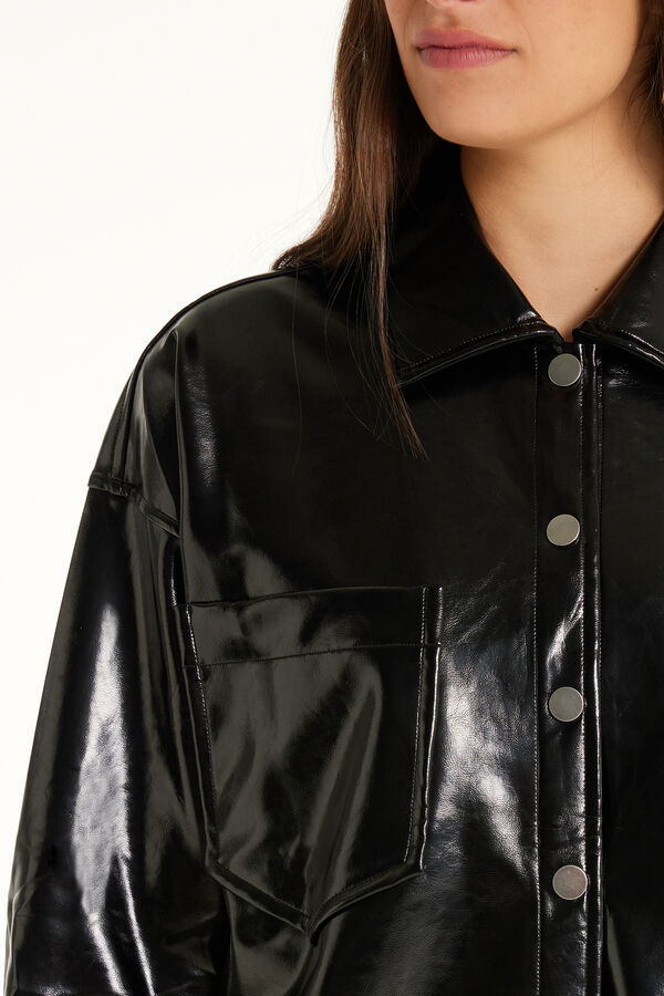 Langarmshirt aus Vinyl in Hammerschlag-Optik  