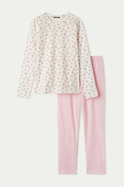 Dlhé Dievčenské Pyžamo s Potlačou Drobných Ruží