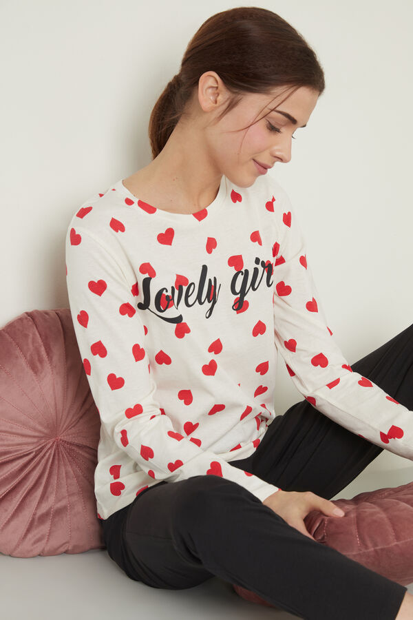 Langer Pyjama aus Baumwolle mit „Lovely Girl“ Print  