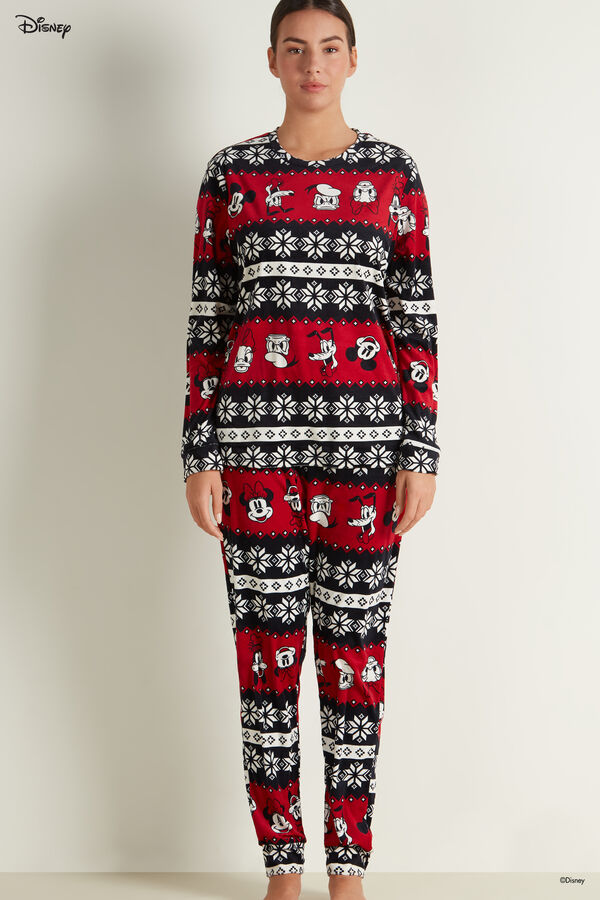 Dlouhé Pyžamo z Mikroflísu s Vánočním Severským a Disneyovským Vzorem  