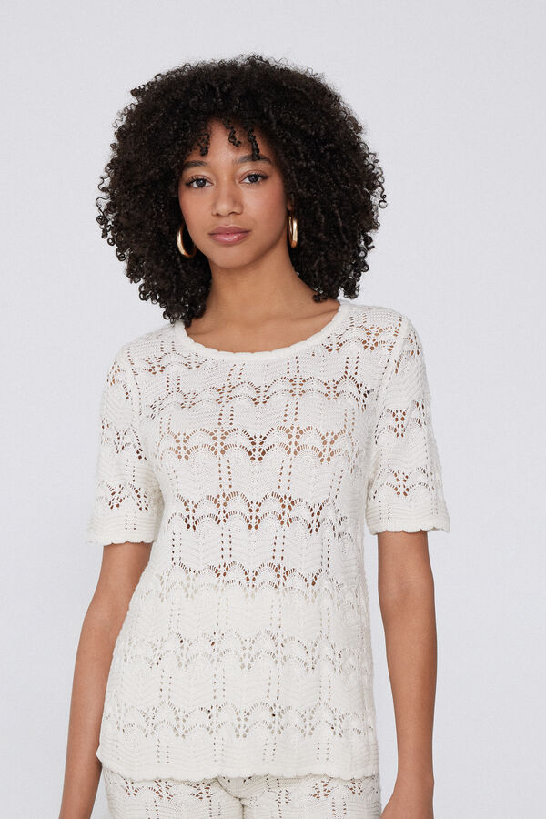 Camisola Meia Manga Crochê 100% Algodão  