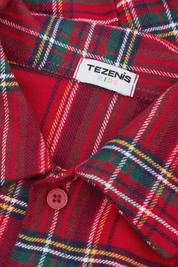 Unisex Kids Long Button-Down Tartan Flannel Pyjamas  