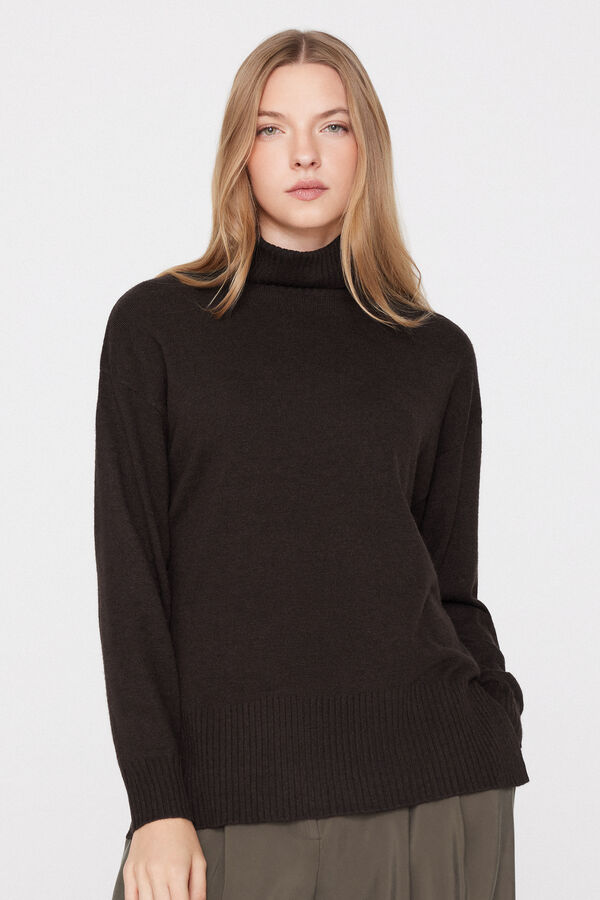 Maglia Lunga Pesante Collo Alto con Lana  