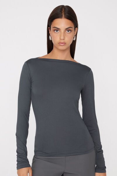 Maglia Maniche Lunghe Scollo Barchetta Viscosa