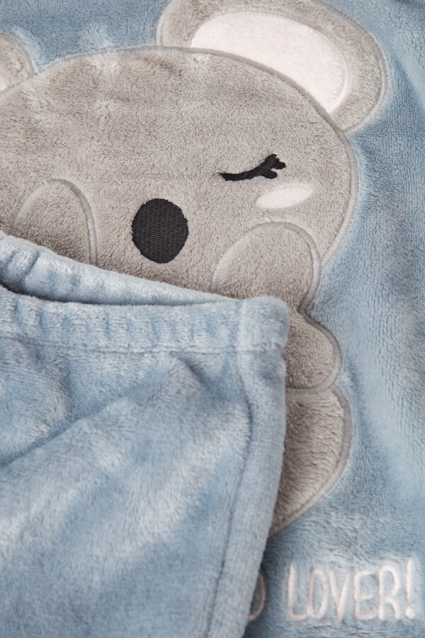 Langer Mädchenpyjama aus Fleece mit Koala-Patch  