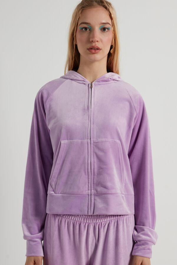 Long-Sleeved Hooded Chenille Sweatshirt with Zip  