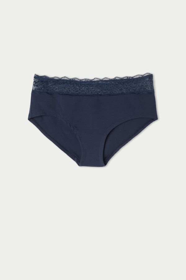 Culotte aus Baumwolle und recycelter Spitze  