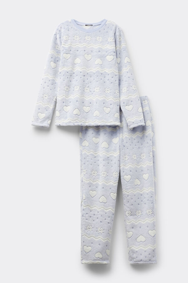 Nordic Print Long Devoré Fleece Pyjamas  