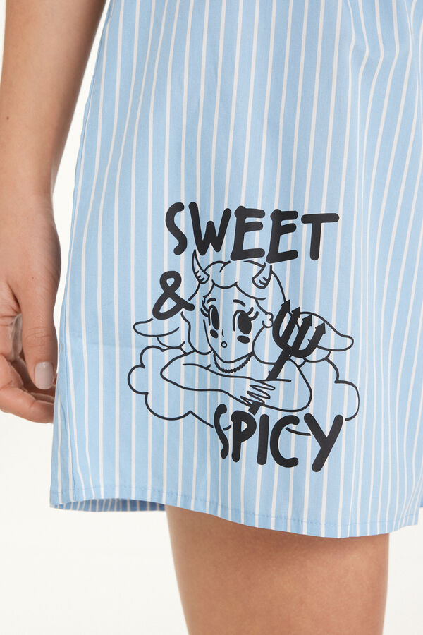 Oversize Pinstripe Shorts with Lettering  