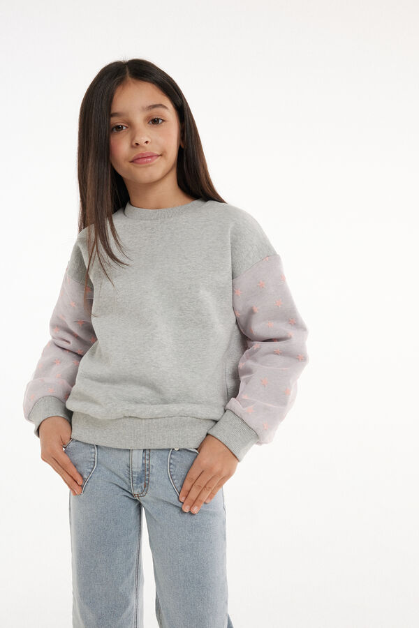 Thick Long Sleeve Sweatshirt with Tulle  