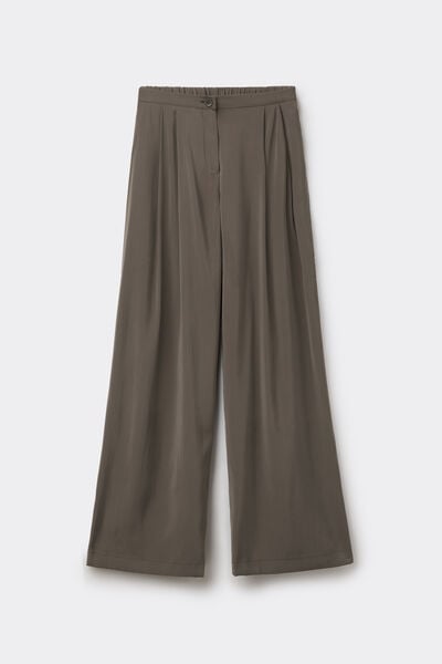 Pantaloni Lunghi a Palazzo Tela Suede Touch