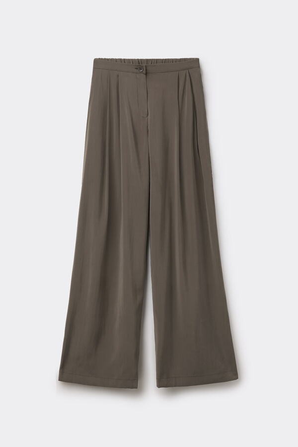Pantaloni Lunghi a Palazzo Tela Suede Touch  