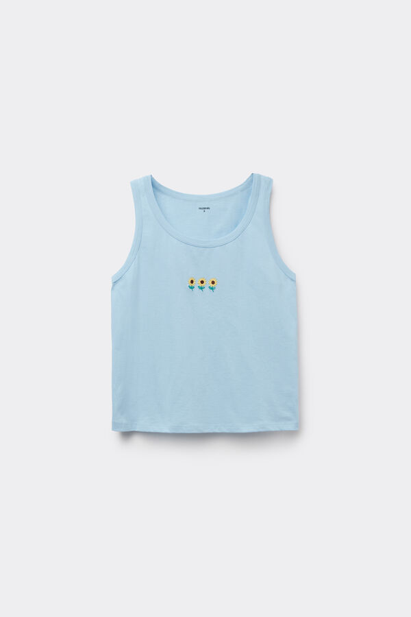 Maiou Bretele Late Bumbac cu Broderie  