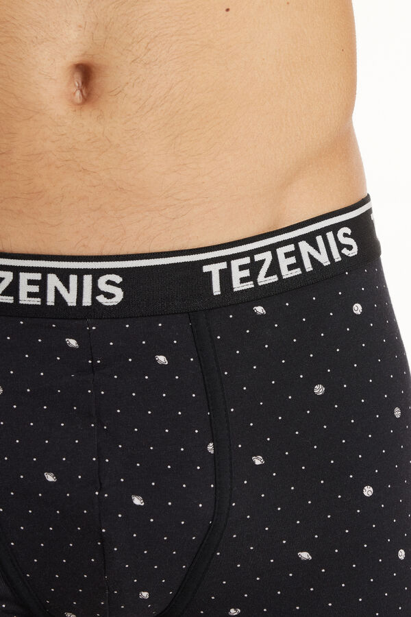 Printed Cotton Boxers with Contrasting Trim and Logo  