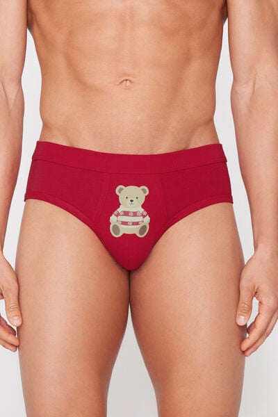 Cuecas em Algod&atilde;o El&aacute;stico Estampado Natal&iacute;cio